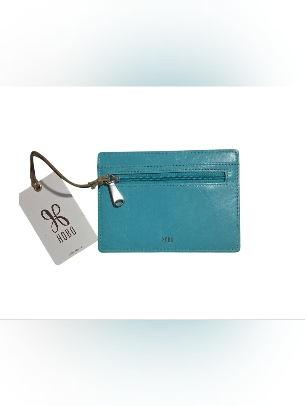 Hobo International Euro Slide Leather Card Wallet Light Aqua NWT